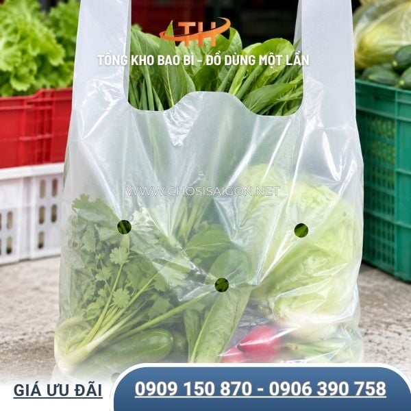 Túi 2 quai đục lỗ đựng rau, củ, quả giá tốt