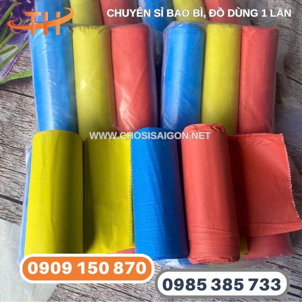 Túi rác cuộn màu xanh, vàng, đỏ có đủ kích thước