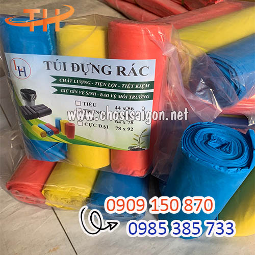 Túi đựng rác cuộn 3 màu xanh, vàng, đỏ sỉ rẻ