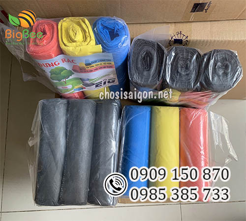 Túi đựng rác cuộn 4 màu xanh, đỏ, vàng, đen sỉ rẻ tại xưởng