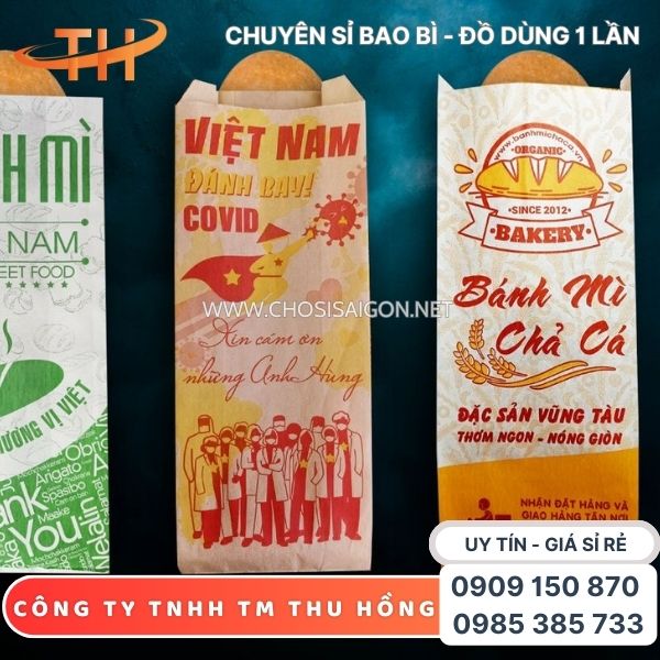 Túi giấy đựng bánh mì - nhận in logo theo yêu cầu