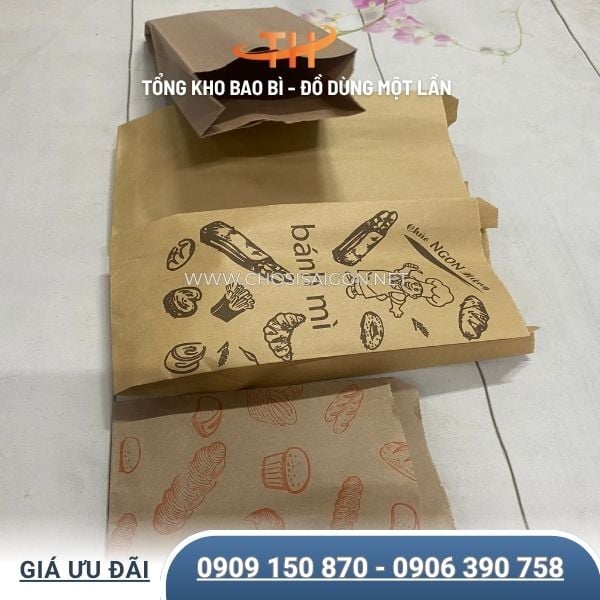 Túi giấy bánh mì nâu kraft giá sỉ tại TP.HCM