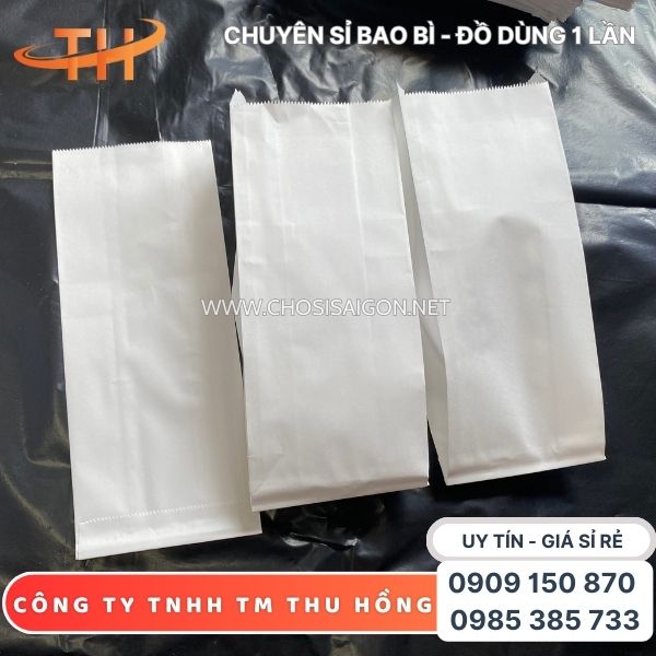 Túi giấy đựng bánh mì trắng trơn tiện lợi