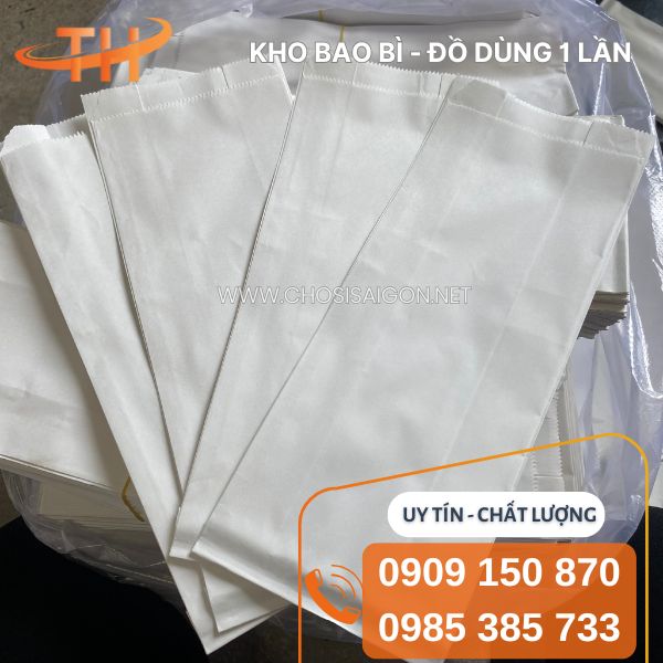 Túi giấy đựng bánh mì trắng trơn đơn giản sỉ rẻ
