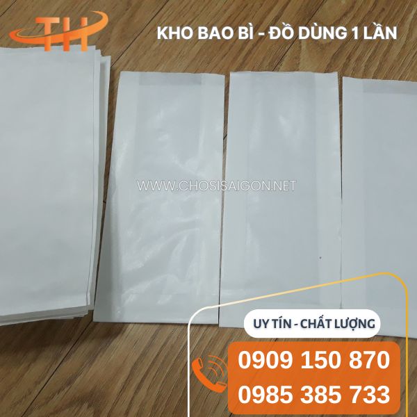 Túi giấy bánh mì trắng trơn đơn giản, tiện lợi sỉ rẻ