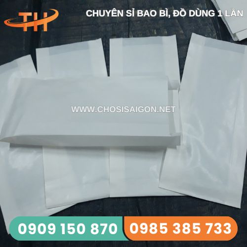 Túi giấy trắng trơn đựng bánh mì