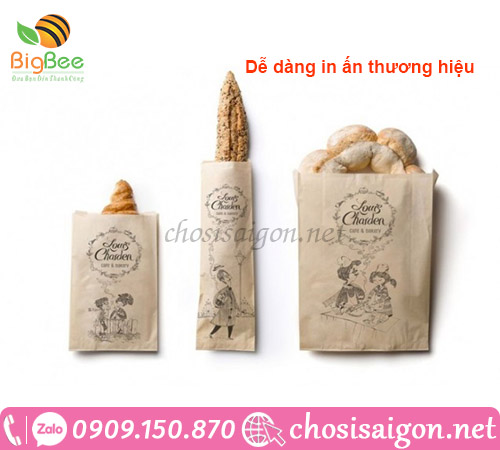 Túi giấy đựng bánh mì in ấn logo giá rẻ