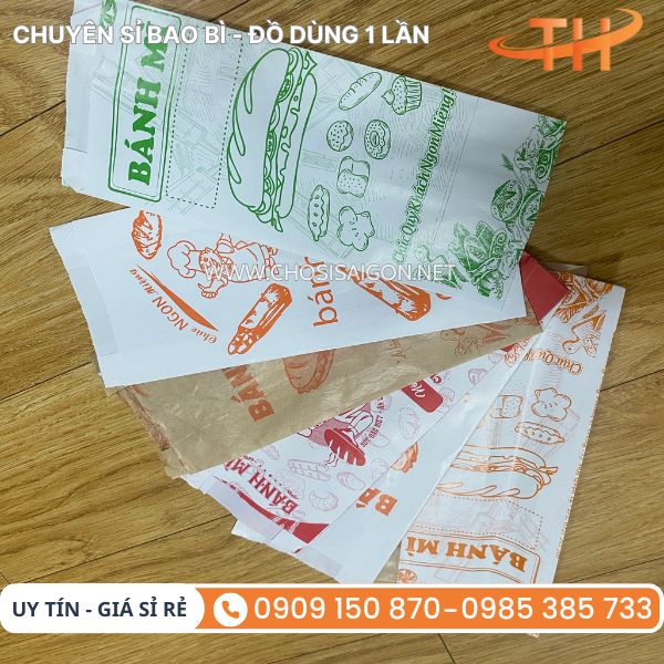Túi giấy đựng bánh mì in hình sẵn tiện lợi