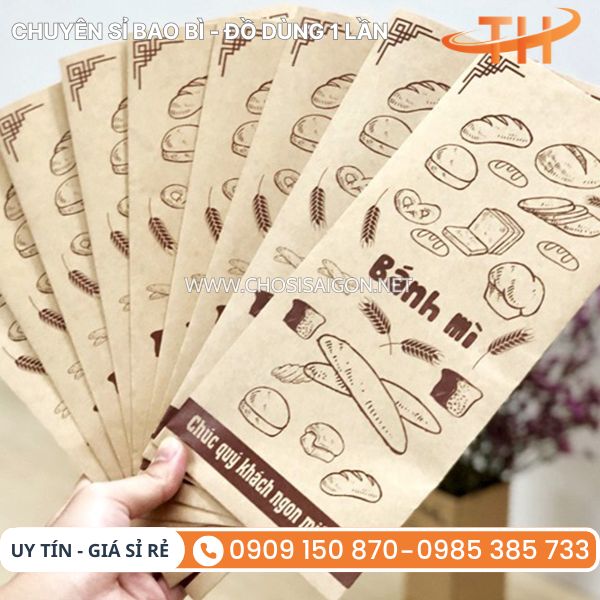 Túi giấy kraft đựng bánh mì thấm dầu tốt