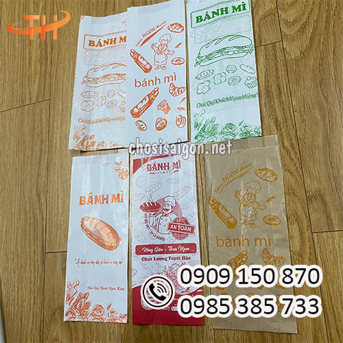 Sỉ rẻ túi giấy in hình sẵn đựng bánh mì đẹp, chất lượng