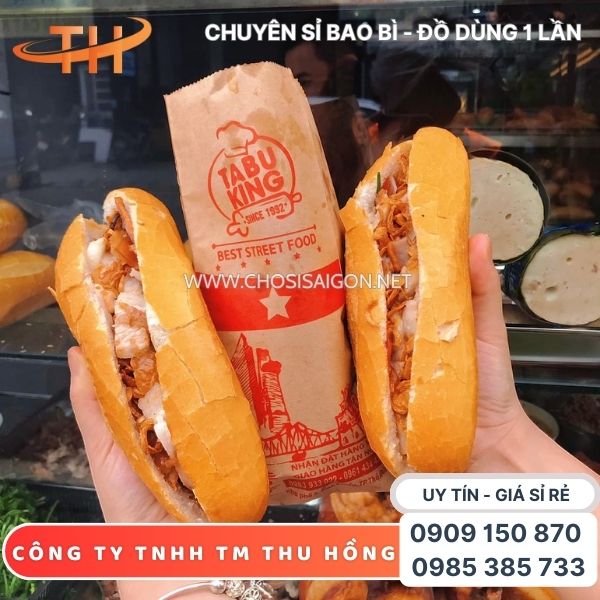 Túi giấy kraft đựng bánh mì - nhận in logo theo yêu cầu
