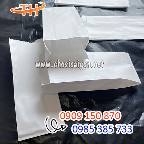 Túi giấy đựng bánh mì trắng trơn sỉ rẻ uy tín