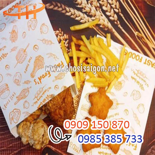 Túi giấy đựng đồ chiên rán sẵn kho giá rẻ