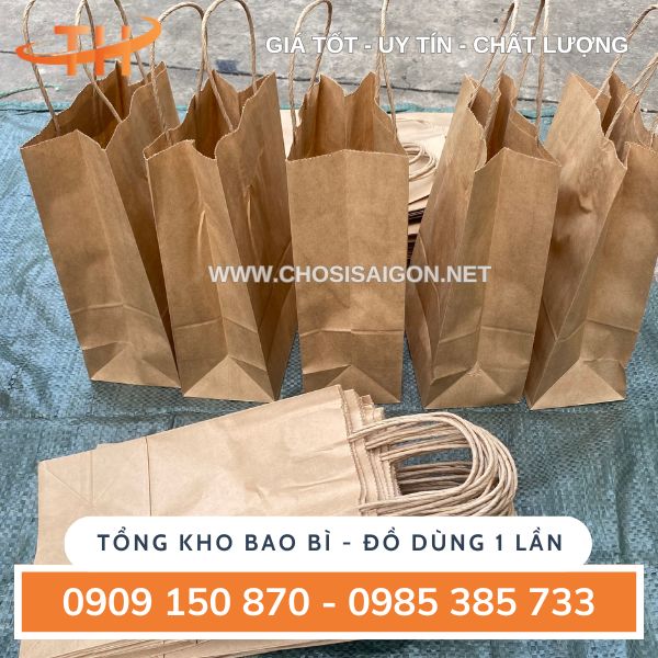 Túi giấy kraft có quai đẹp, bền, giá sỉ