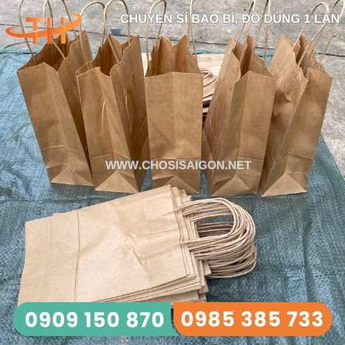 Túi giấy kraft có quai đựng đồ dùng, vật dụng