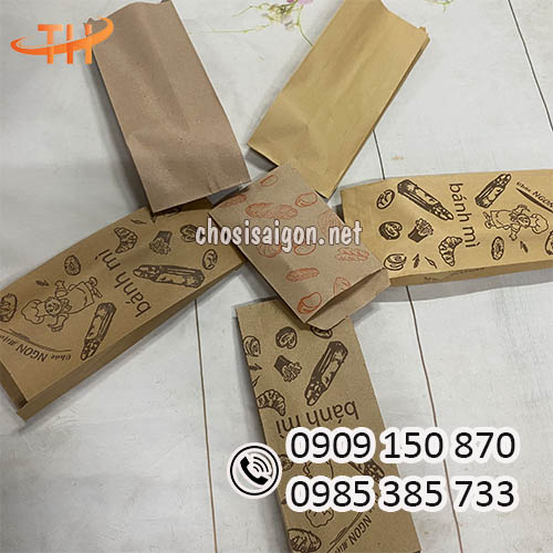 Túi giấy kraft thấm dầu đựng bánh mì giá sỉ rẻ
