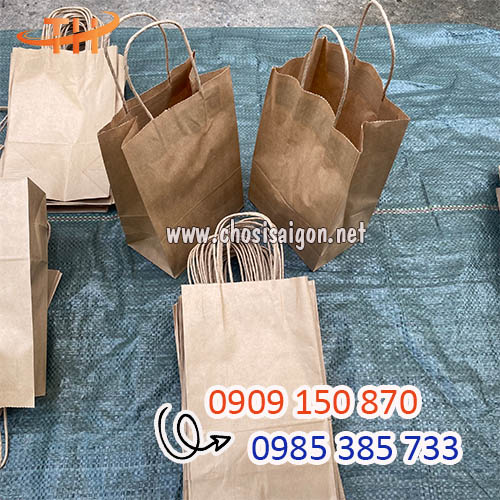 Túi giấy kraft nâu có quai sỉ giá tốt nhất
