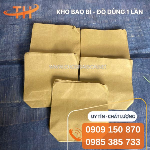 Túi giấy kraft nâu đựng các món chiên rán giá tốt