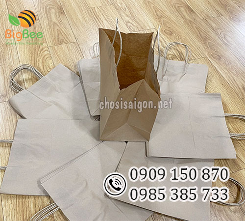 Túi giấy xi măng (túi giấy kraft) có quai sỉ rẻ giá tốt nhất
