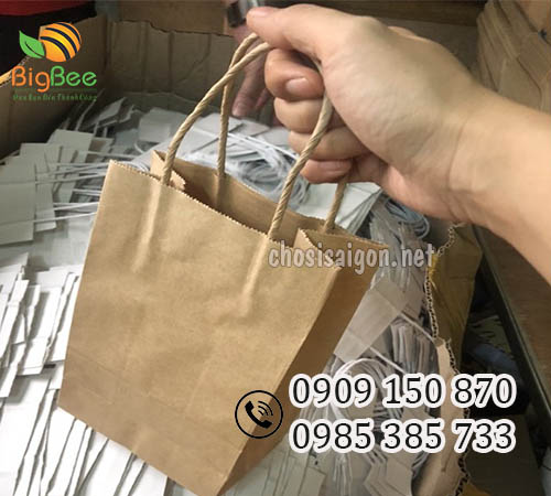 Túi giấy xi măng (túi giấy kraft) quai giấy bán sỉ rẻ