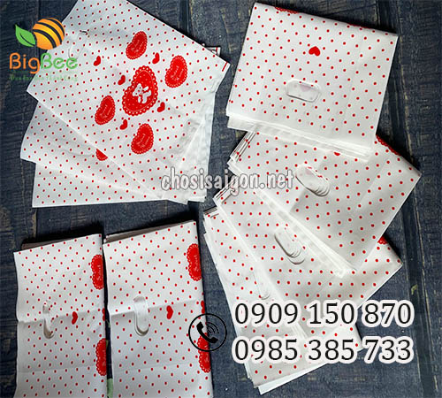 Túi hột xoài PE in hình gấu tim giá ưu đãi tốt nhất