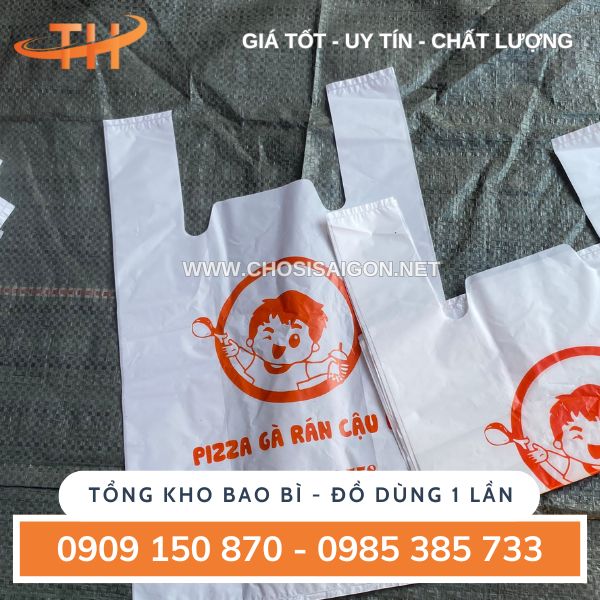 Túi nilon 2 quai trắng sữa - nhận in logo theo yêu cầu
