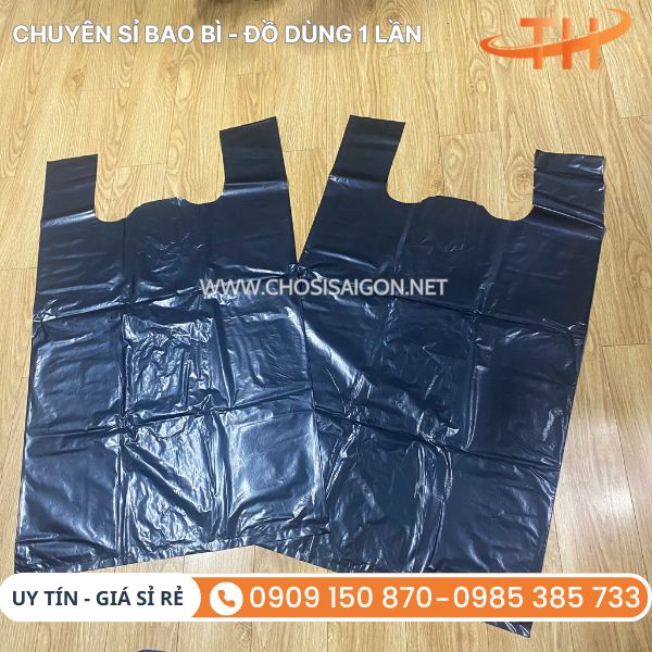 Túi xốp đen bóng 2 quai dẻo, bền, chắc
