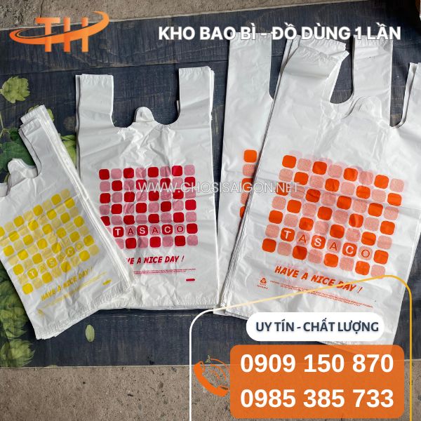 Túi xốp 2 quai siêu thị in hình sẵn tiện lợi giá rẻ HCM
