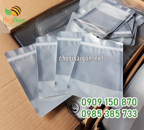 Túi zipper 1 mặt bạc 1 mặt trong đáy đứng 15 x 25 giá rẻ