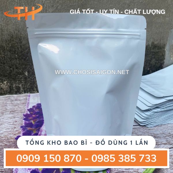 Túi zip trắng sữa 2 mặt đáy đứng sỉ rẻ