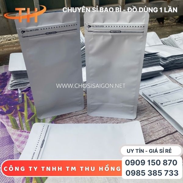 Túi zip 8 cạnh trắng sữa đáy vuông cao cấp, an toàn giá rẻ