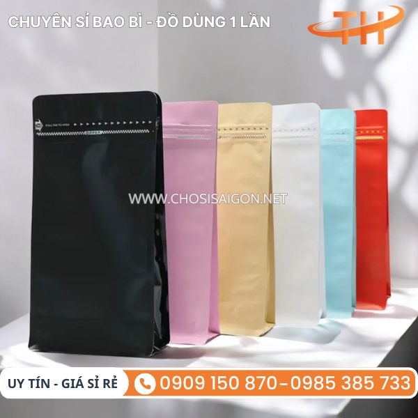 Túi zip 8 cạnh đáy vuông đủ size, đủ màu