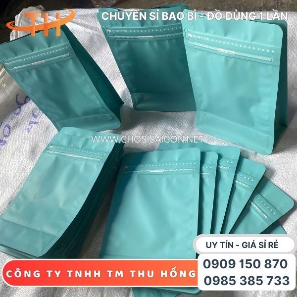 Túi zip 8 cạnh xanh ngọc đáy đứng sẵn kho giá rẻ