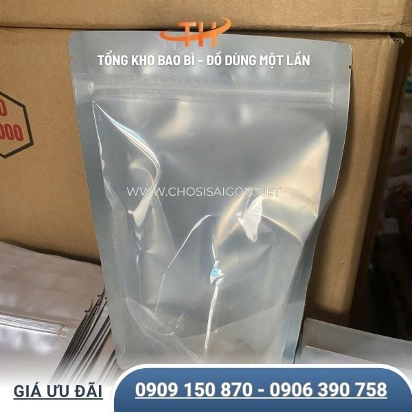 Túi zip 1 mặt bạc 1 mặt trong đáy đứng giá tốt