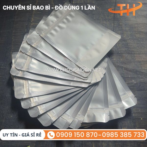 Túi zipper 1 mặt bạc 1 mặt trong