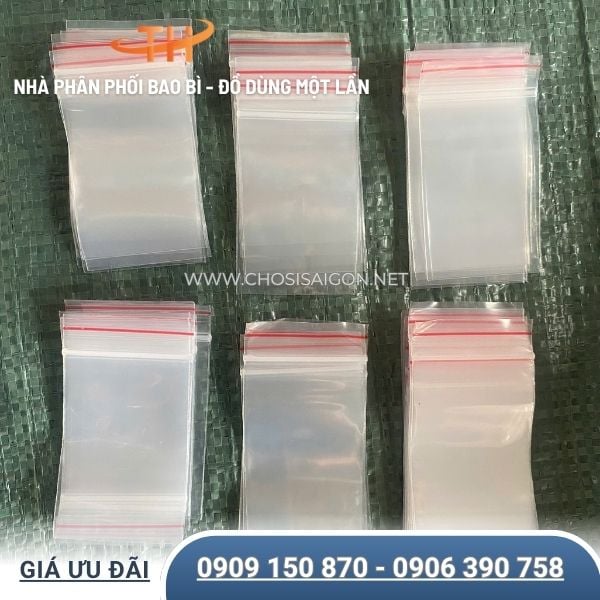 Túi zip chỉ đỏ size nhỏ đựng thuốc, linh kiện