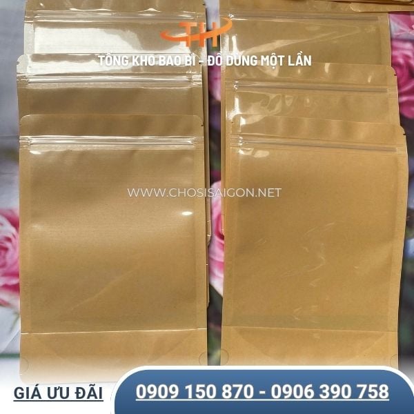 Túi zip giấy 1 mặt trong đóng mở dễ dàng, thuận tiện trưng bày