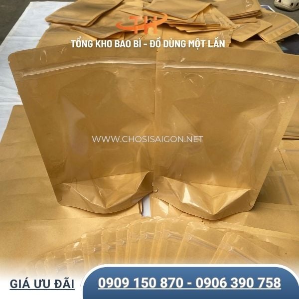 Túi zip giấy 1 mặt trong bền, đẹp để đóng gói sỉ rẻ