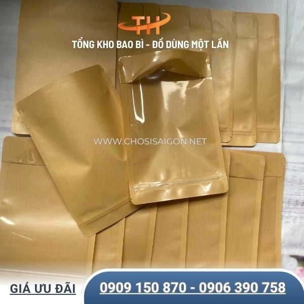 Túi zip giấy 1 mặt trong sẵn kho thùng 25 ký