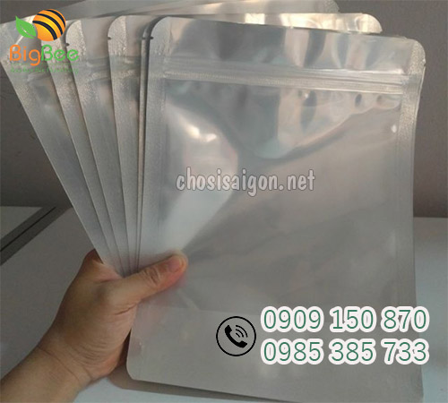 Túi zipper 1 mặt bạc 1 mặt trong giá rẻ