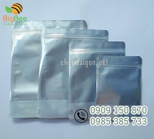Túi zipper 2 mặt bạc đáy đứng giá sỉ