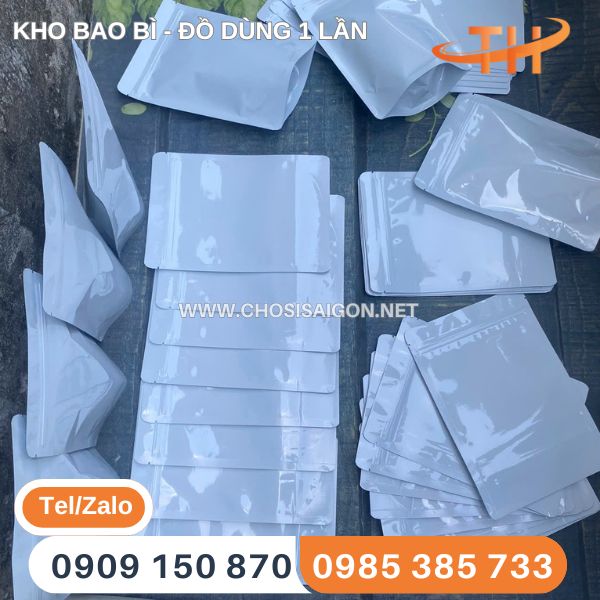 Túi zipper trắng sữa đáy đứng giá ré