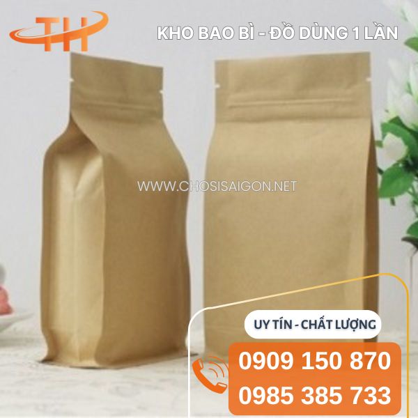 Túi zipper giấy kraft 8 cạnh thân thiện môi trường giá sỉ siêu rẻ
