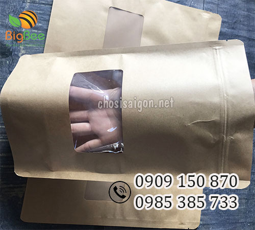 Túi zipper giấy kraft có cửa sổ đựng hạt, bột, cafe giá rẻ nhất