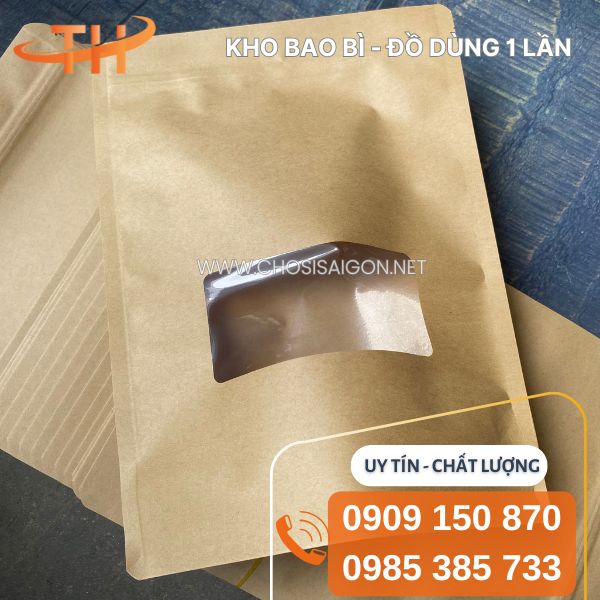 Túi zipper giấy kraft an toàn, thân thiện môi trường giá rẻ