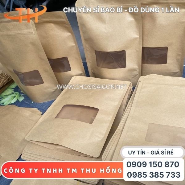 Túi zipper giấy kraft cao cấp, an toàn, thân thiện môi trường giá rẻ