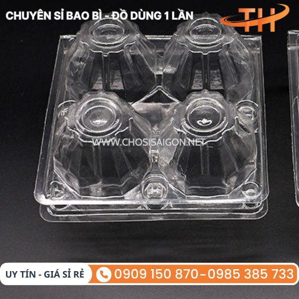 Vỉ đựng trứng muối, bắc thảo bằng nhựa loại 4 quả