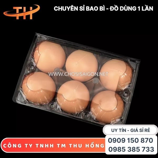 Vỉ đựng trứng gà 6 quả bằng nhựa giá rẻ cho đại lý