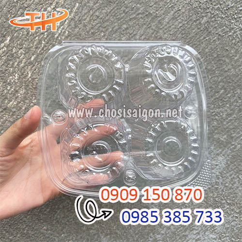 Vỉ nhựa đựng trứng 4 quả loại nút bấm sỉ rẻ, giao hàng nhanh