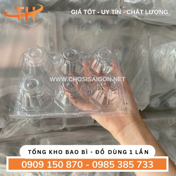 Vỉ nhựa 6 quả đựng trứng gà, trứng vịt giá rẻ